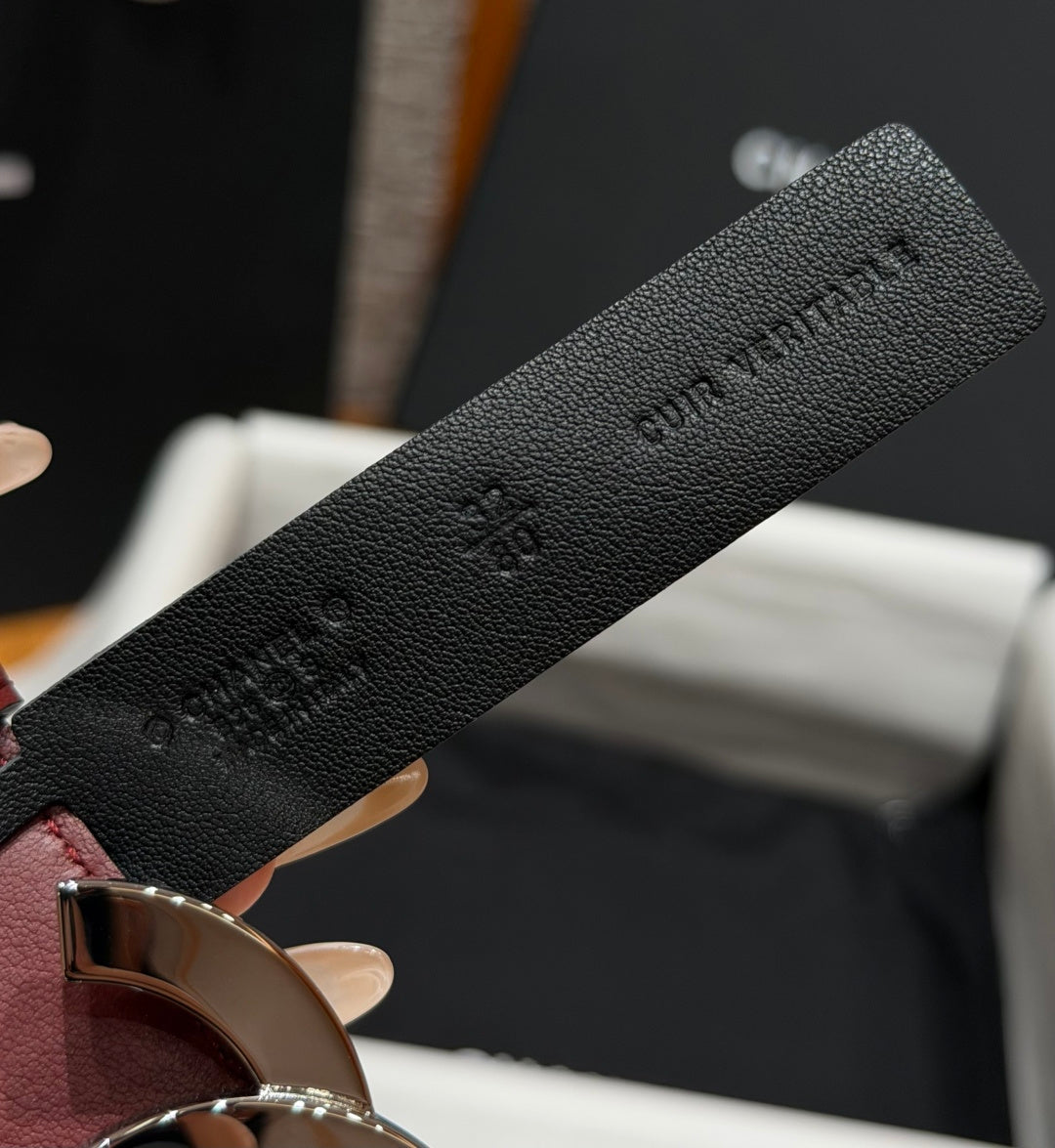 Chanel 2026 Crocodile Embossed Reversible Belt 30mm Calfskin