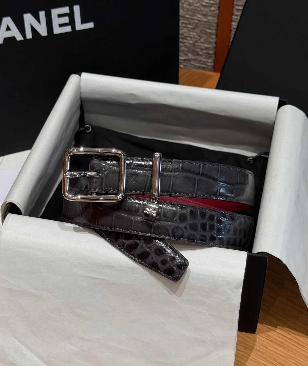 Chanel 2026 Statement Buckle Belt 25mm Calfskin