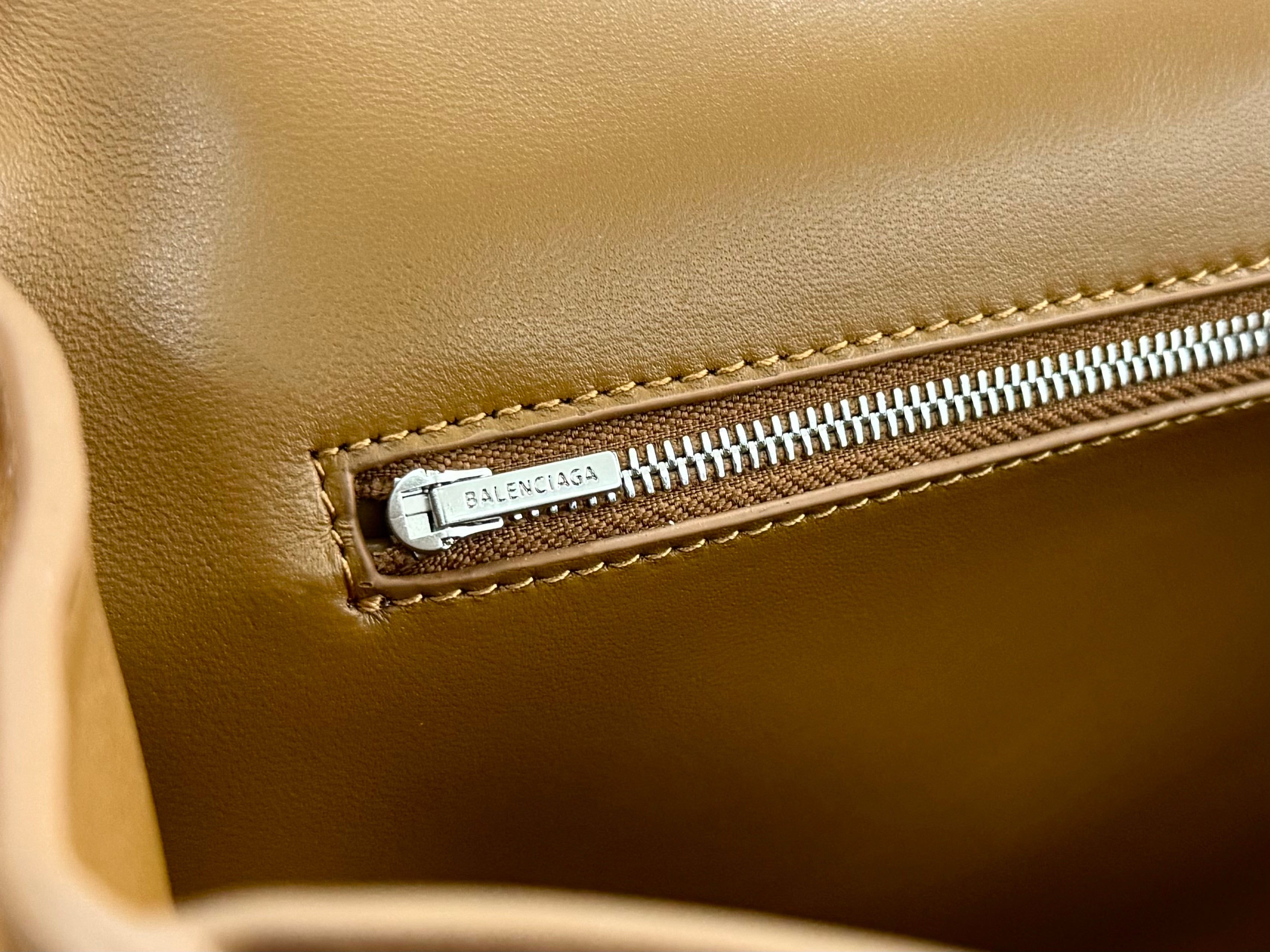 Balenciaga Large Bag 40 Camel Brown Suede Sliver Hardware