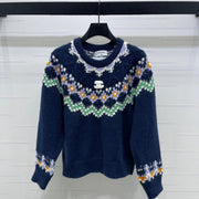 Chanel 2025 Sweater Dark Blue Mix Colors Wool Nylon 319616