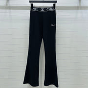 Chanel 2026 Webbing Letter Flared Pant Black White Cotton Polyamide 363365