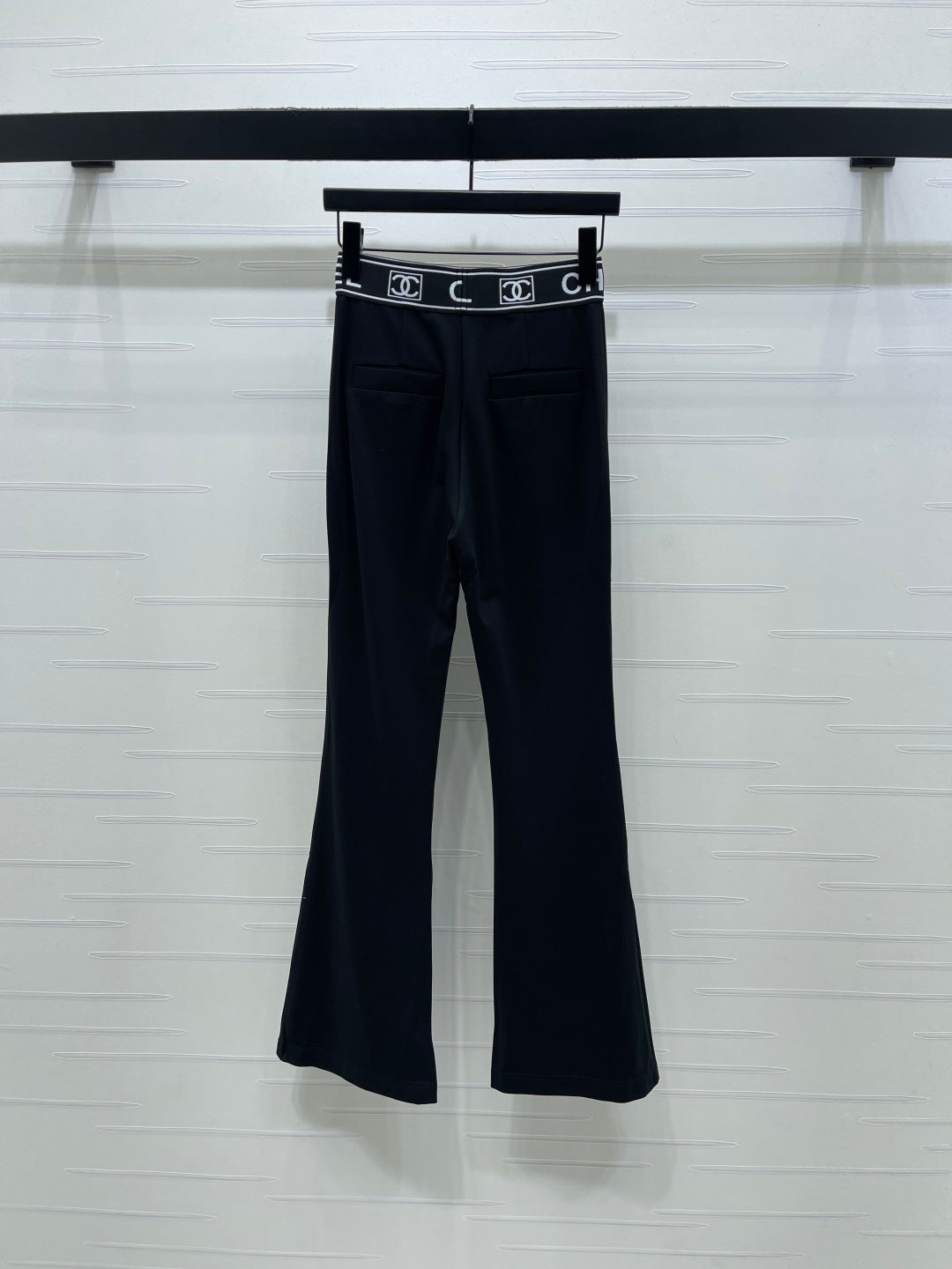 Chanel 2026 Webbing Letter Flared Pant Black White Cotton Polyamide 363365