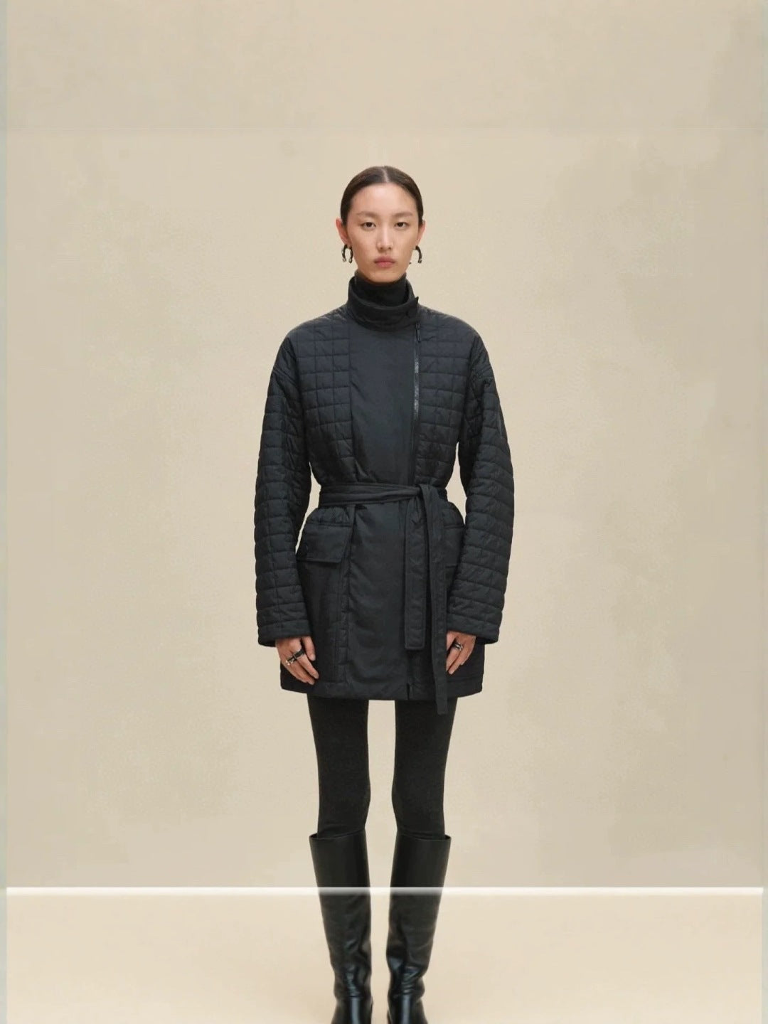 HM 25 Long Coat Blue Black Polyester 264290