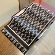 GG Double G Jacquard Scarf 180CM  Black Wool 283099