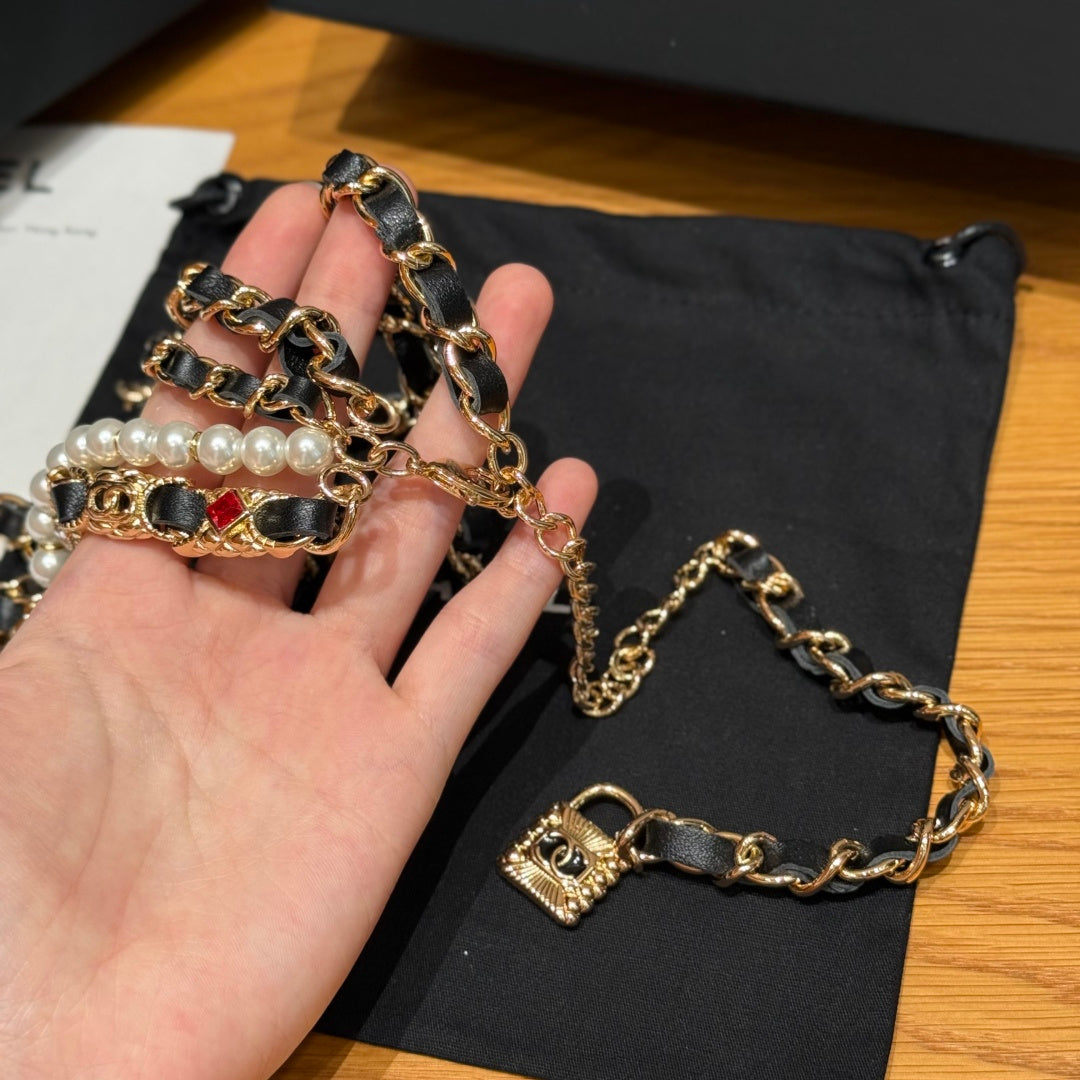 Chanel 2026 Multi-Layer Pearl Chain Charm Necklace Belt