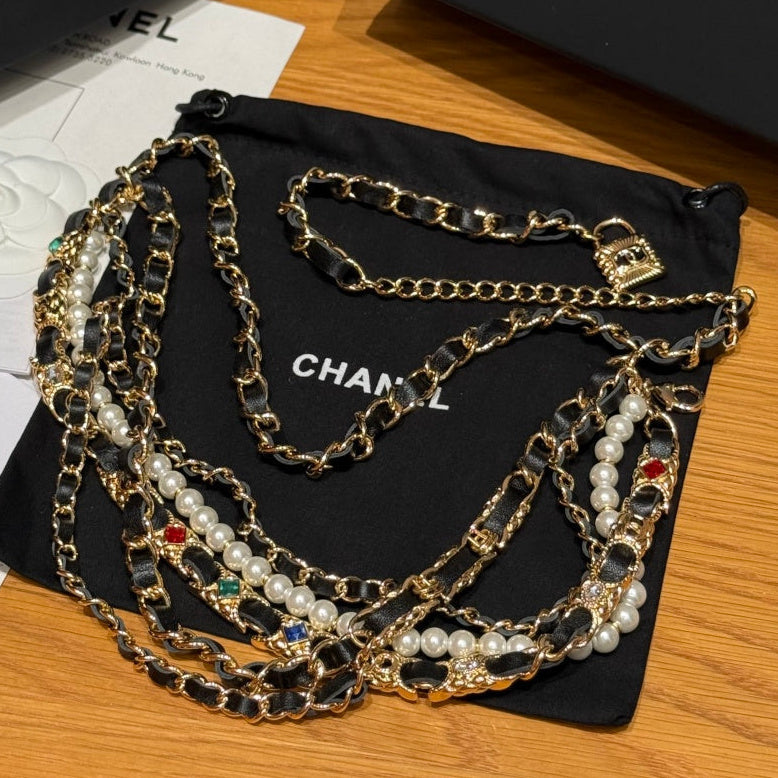 Chanel 2026 Multi-Layer Pearl Chain Charm Necklace Belt