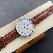 IWC Portuguese Chronograph 41mm White Dial Brown Crocodile Leather Strap