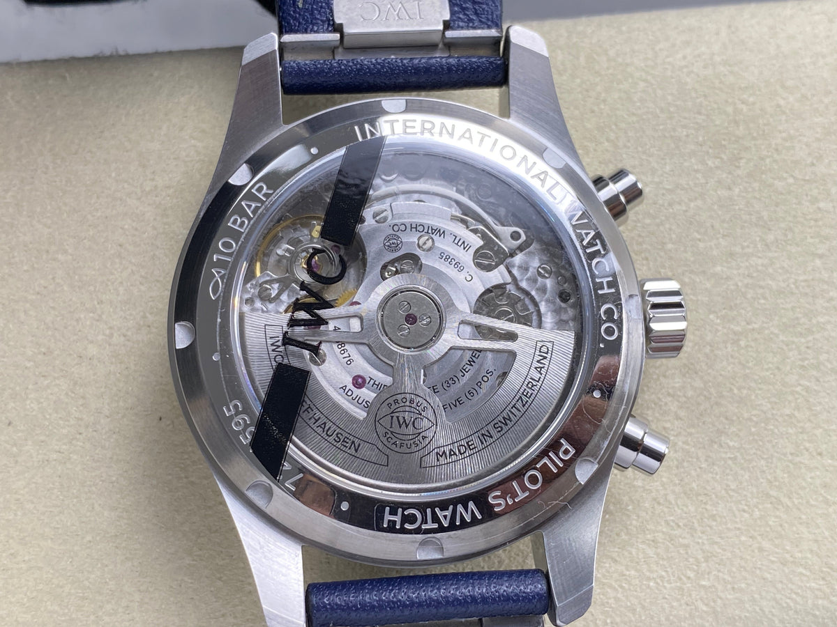 IWC Pilot's Chronograph 41 Blue Dial Steel Case Leather Strap