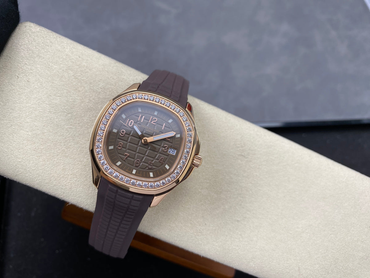 Patek Philippe Aquanaut 38.8mm Rose Gold Case Brown Rubber Strap