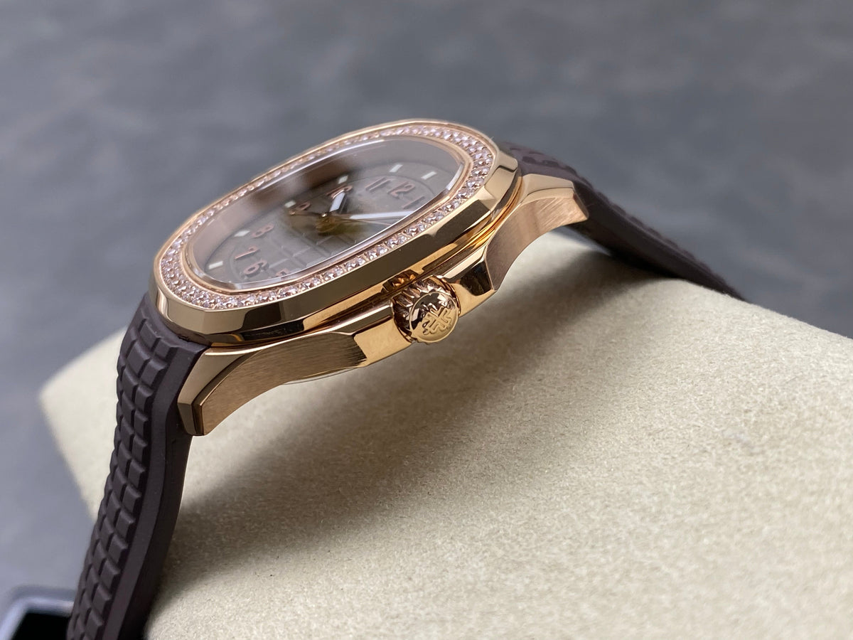 Patek Philippe Aquanaut 38.8mm Rose Gold Case Brown Rubber Strap
