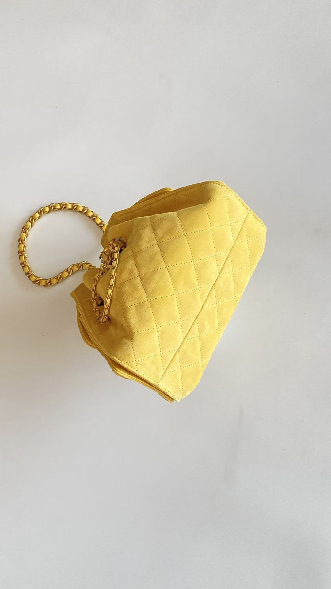 Chanel 25 Hobo Bag Yellow Gold Suede