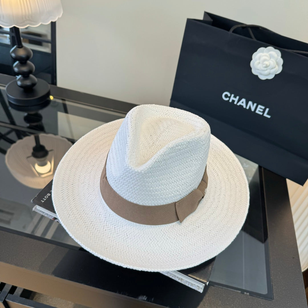 Chanel Straw Hat With Ribbon 360781