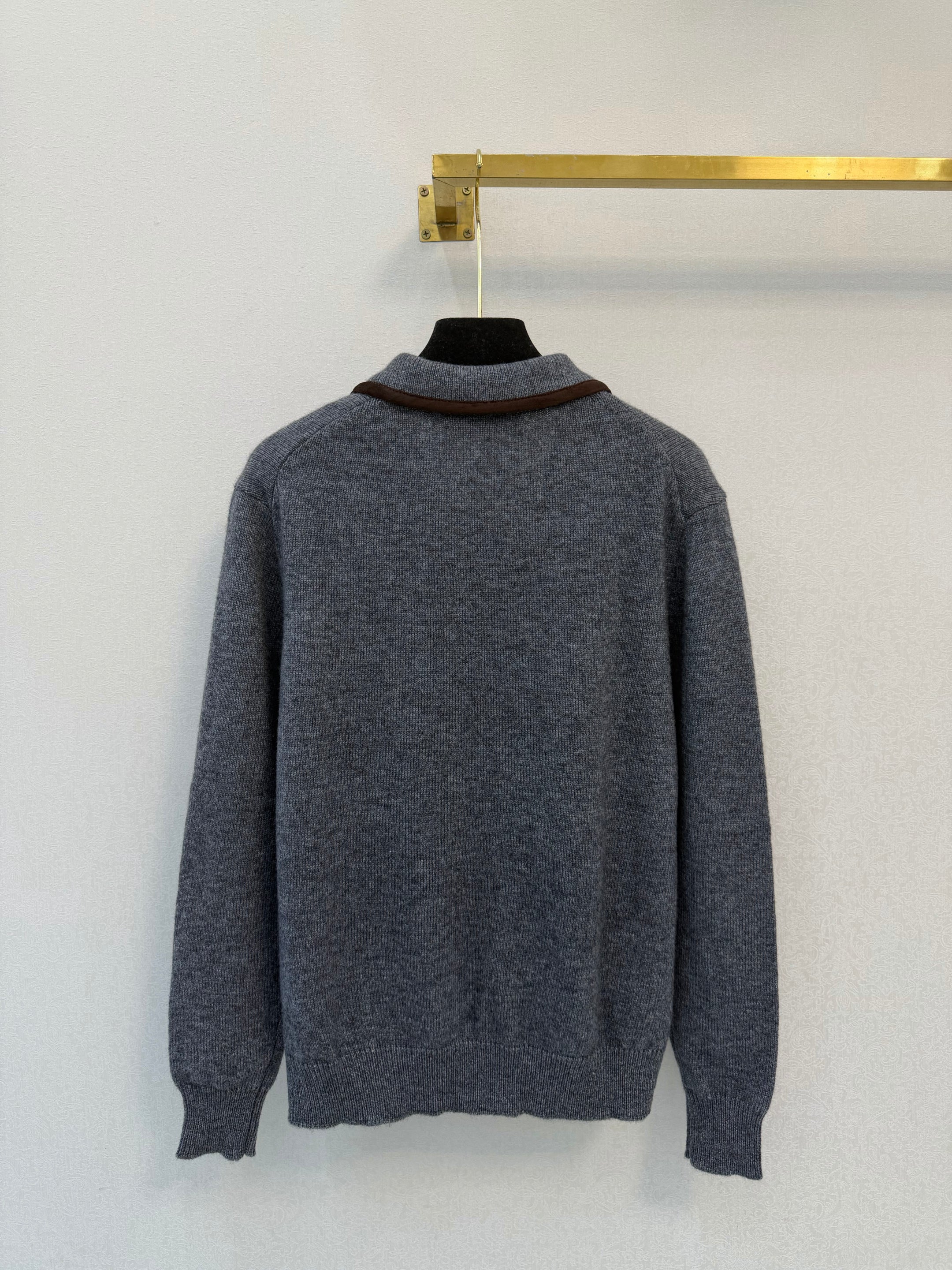 Miumiu 2026 Collared Double-zip Cardigan Grey Wool 425587
