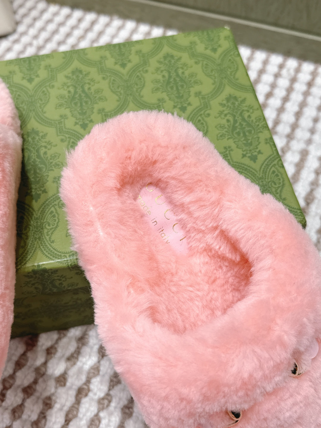 GG 26ss Loafers Rhinestones Pink Wool 612029