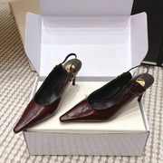 YSL 26ss Slingback 75 Burgundy Glossy Leather  654717