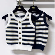 Chanel 2026 Striped Knit Vest Laine Wool 363124