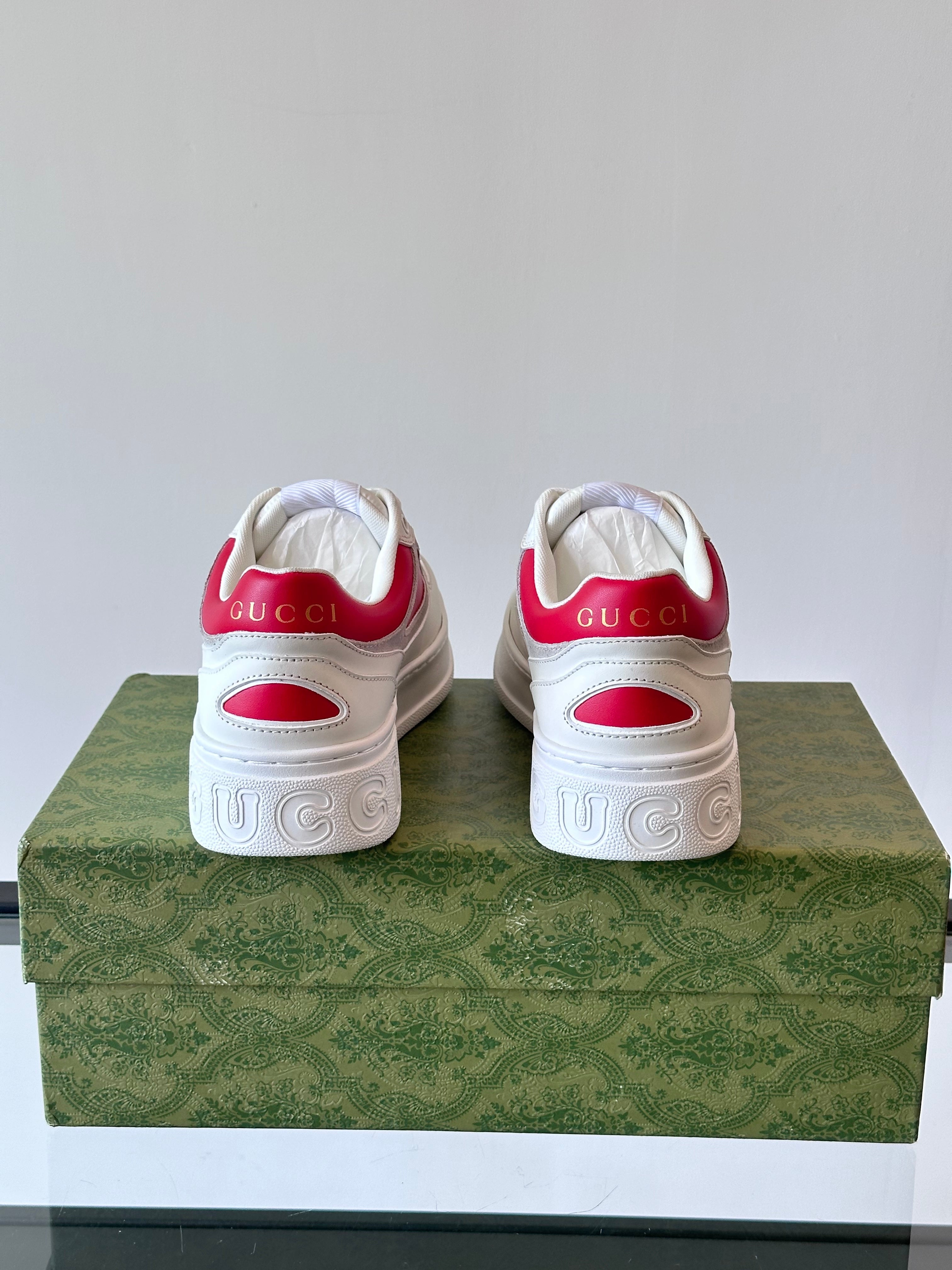 GG Men's Sneaker White Pink Cowhide 535205