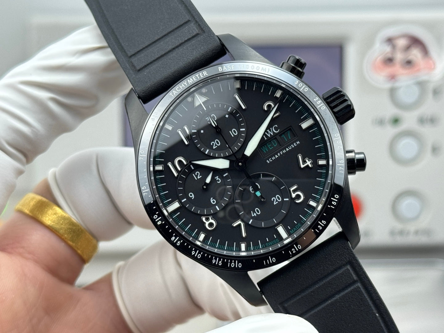 IWC Pilot's Chronograph 41 Black Dial Rubber Strap