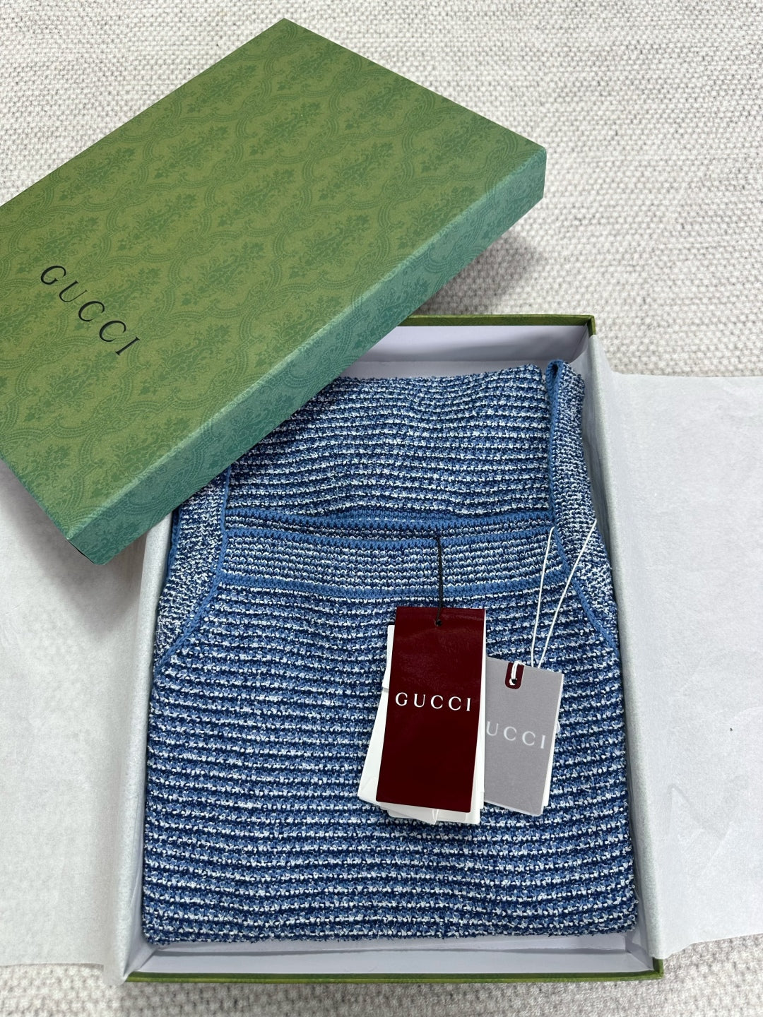 Gucci Striped Suspender Dress Blue Cotton