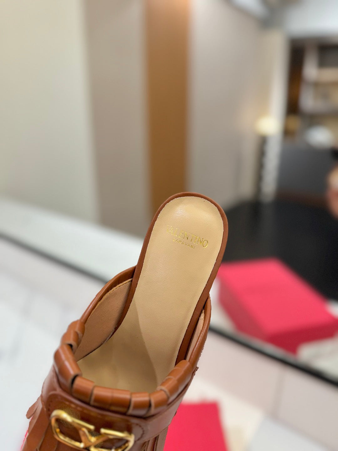 VT 2025 Signature Heeled Mule Brown Calf Leather 295076