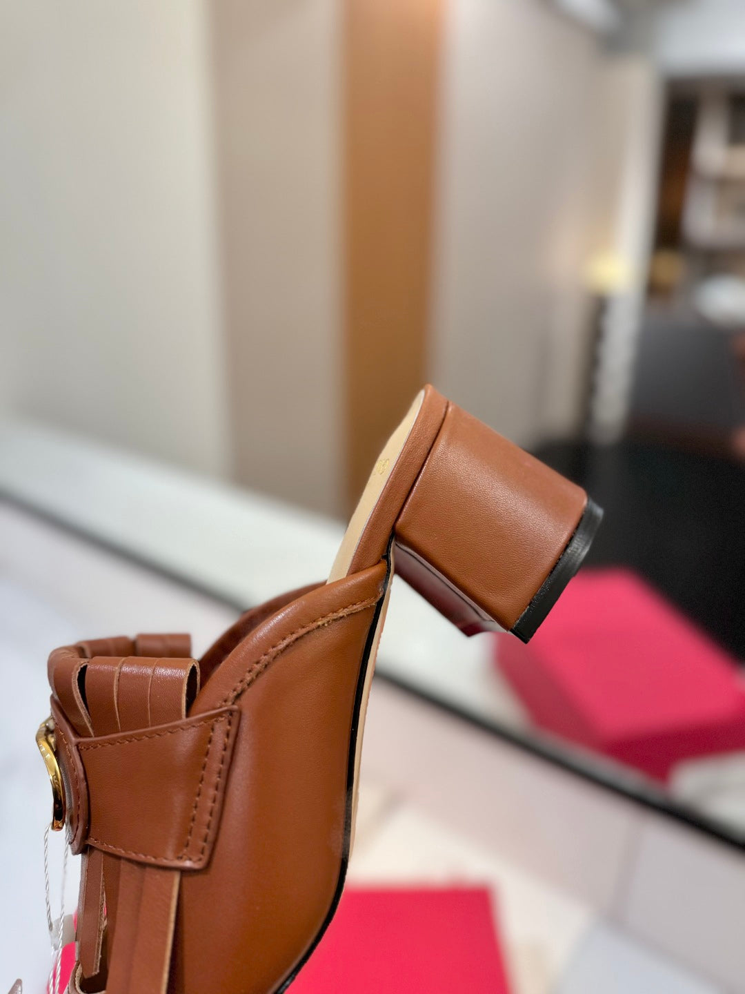 VT 2025 Signature Heeled Mule Brown Calf Leather 295076