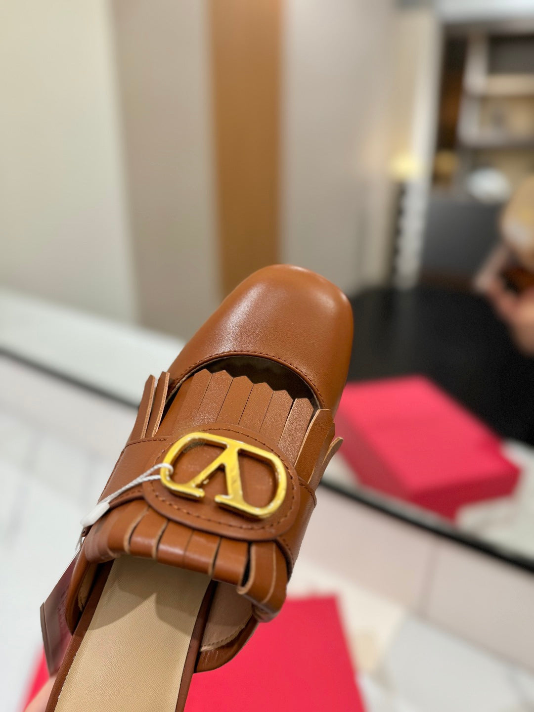 VT 2025 Signature Heeled Mule Brown Calf Leather 295076