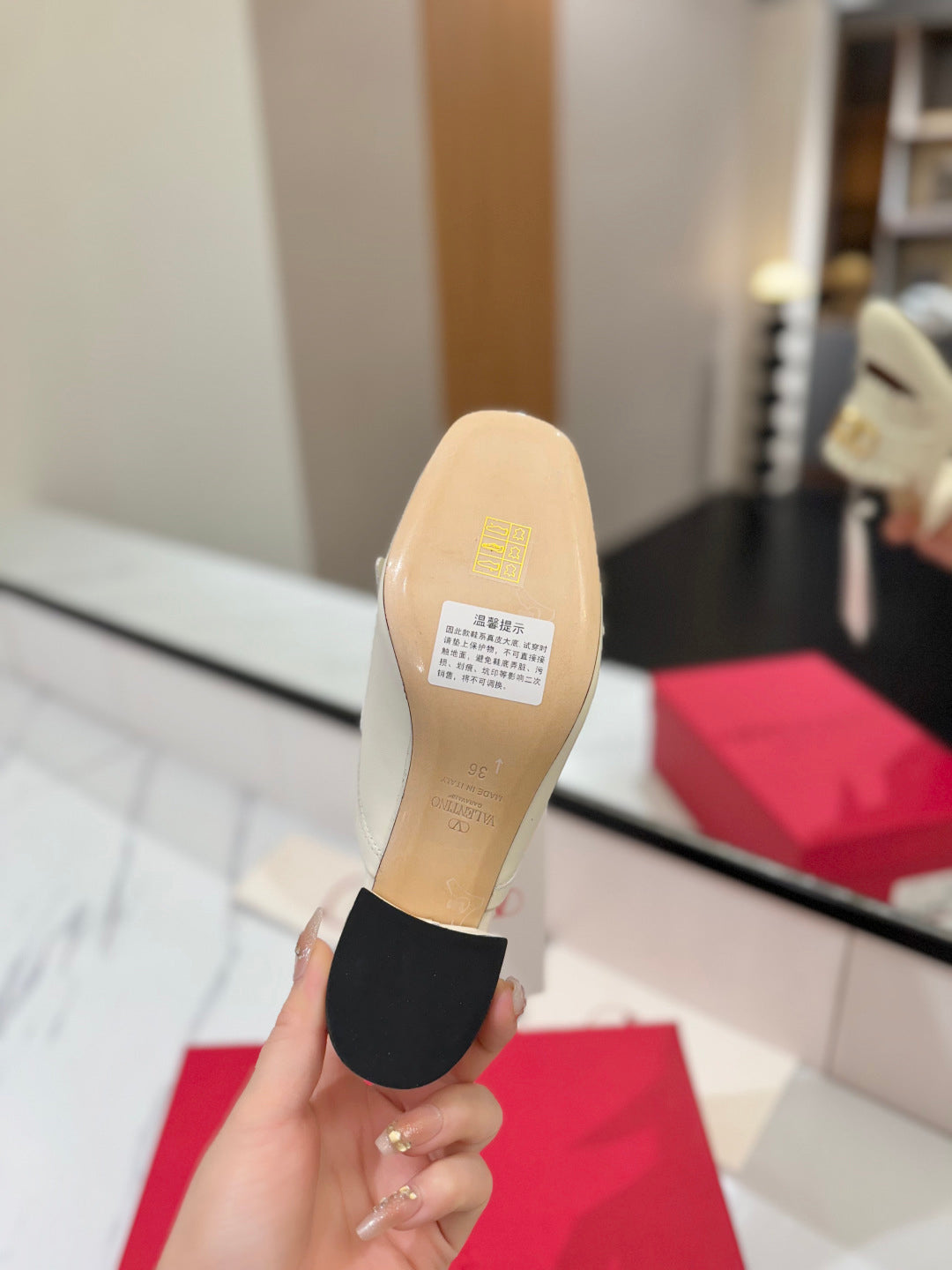 VT 2025 Signature Heeled Mule Ivory Calf Leather 295078