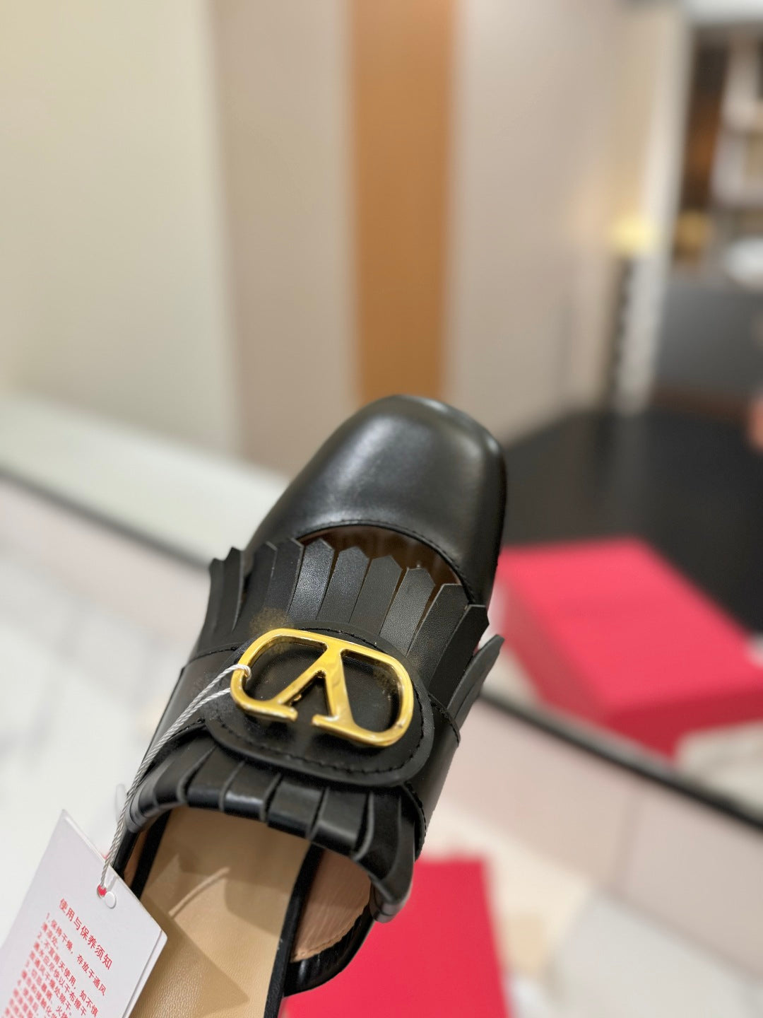 VT 2025 Signature Heeled Mule Black Calf Leather 295079