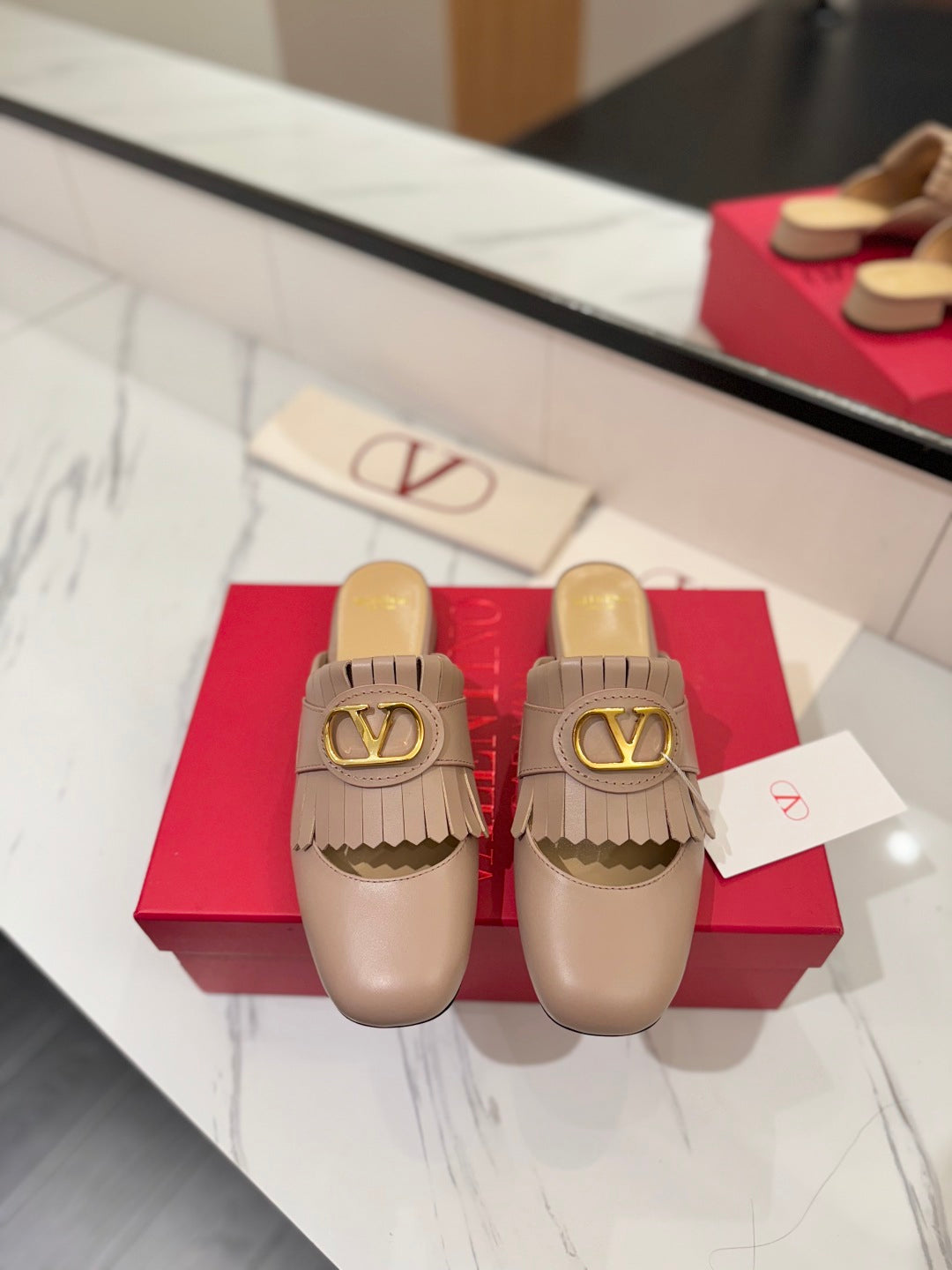 VT 2025 Signature Mule Pure Beige Calf Leather 295081