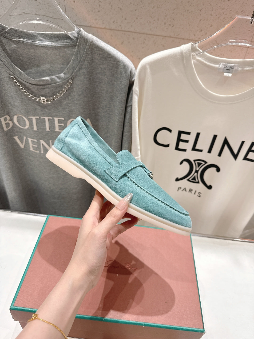 Loro Piana 2026 Summer Charms Walk Loafer Sky Blue Suede