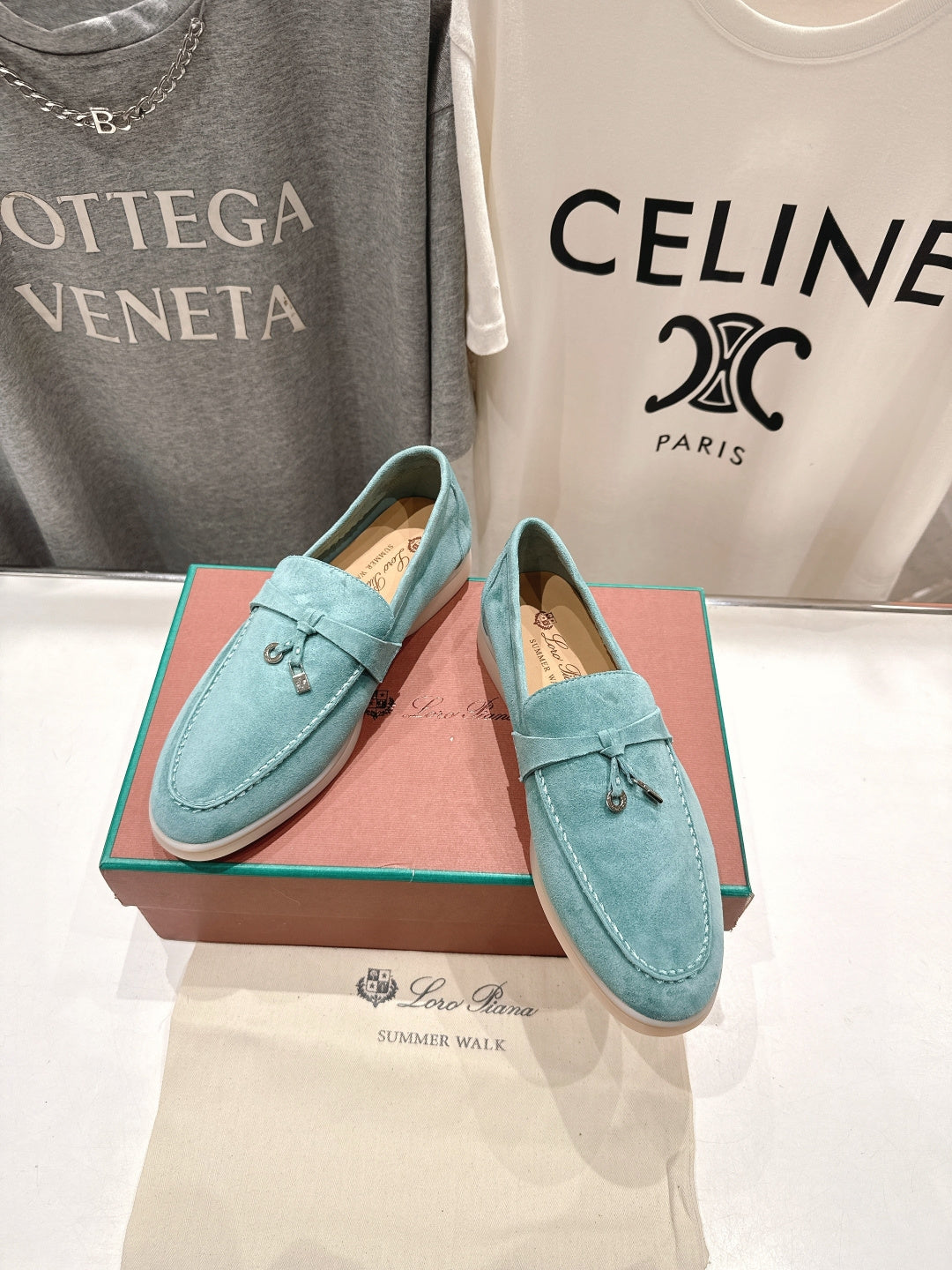 Loro Piana 2026 Summer Charms Walk Loafer Sky Blue Suede