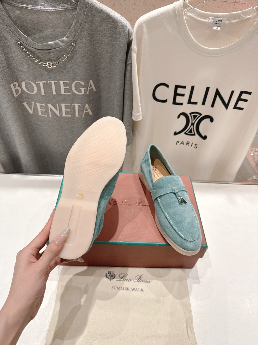 Loro Piana 2026 Summer Charms Walk Loafer Sky Blue Suede