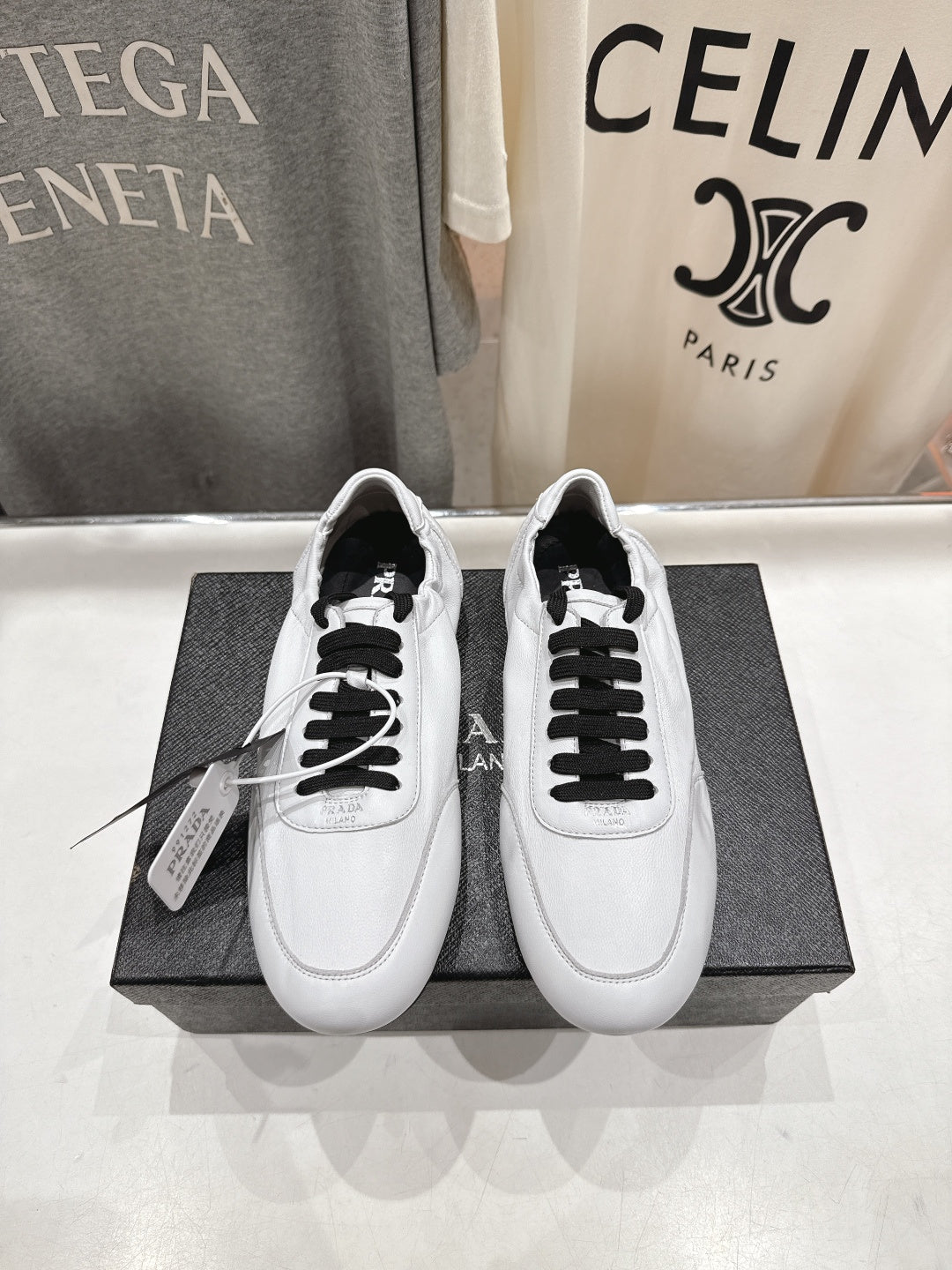 Prada 25s ballet flats white sheepskin 535497