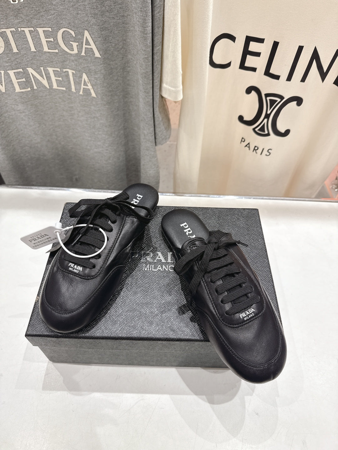 Prada 25s mule black sheepskin 535499