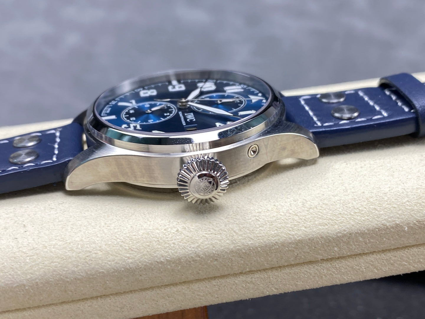 IWC Big Pilot 46mm Blue Dial Steel Case Blue Leather Strap