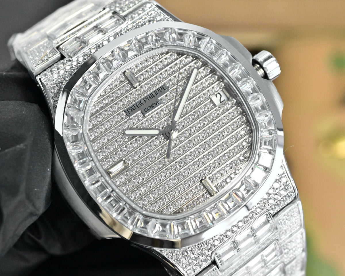 Patek Philippe Nautilus 40mm White Gold Baguette Diamonds 5719/10G Watch