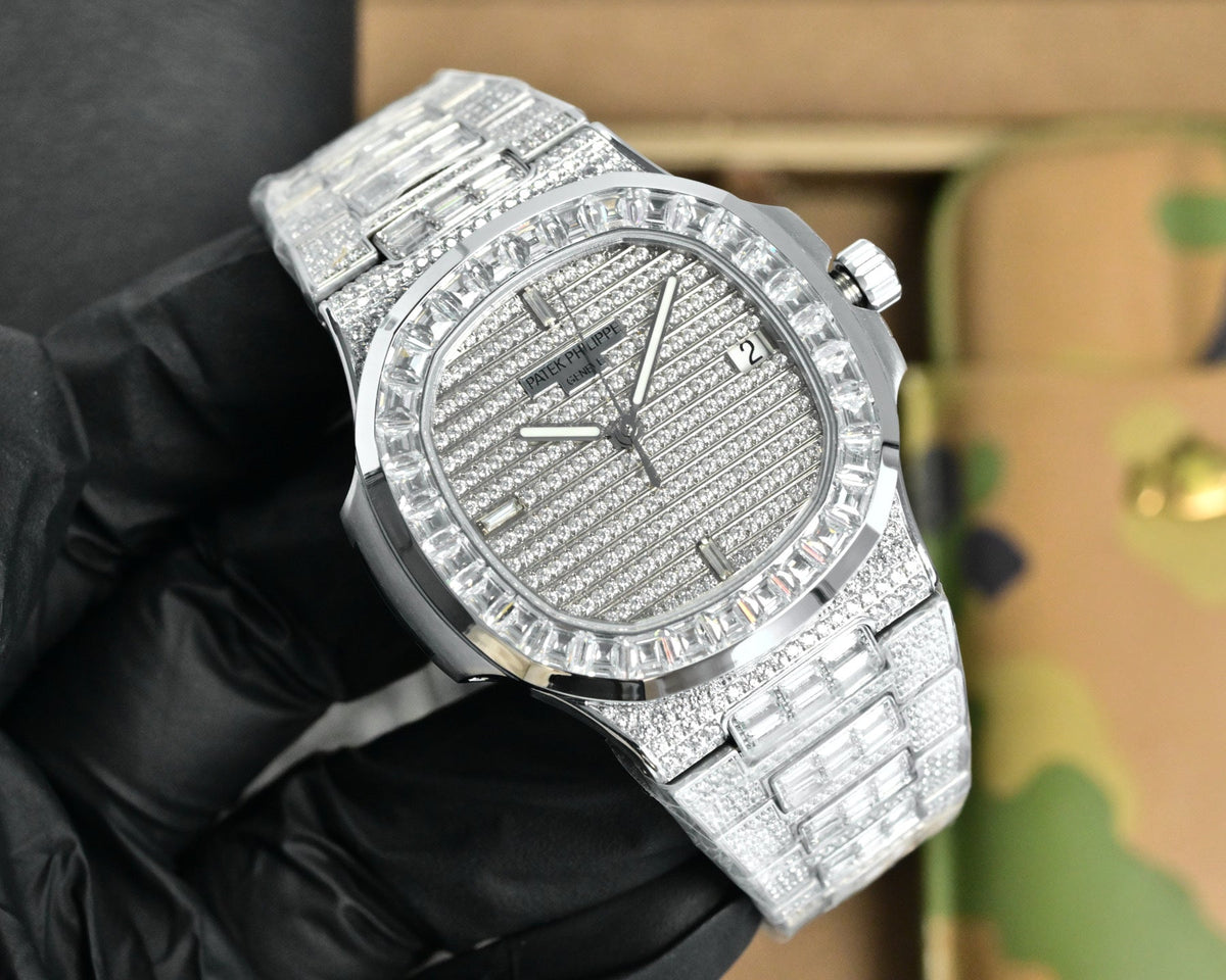 Patek Philippe Nautilus 40mm White Gold Baguette Diamonds 5719/10G Watch