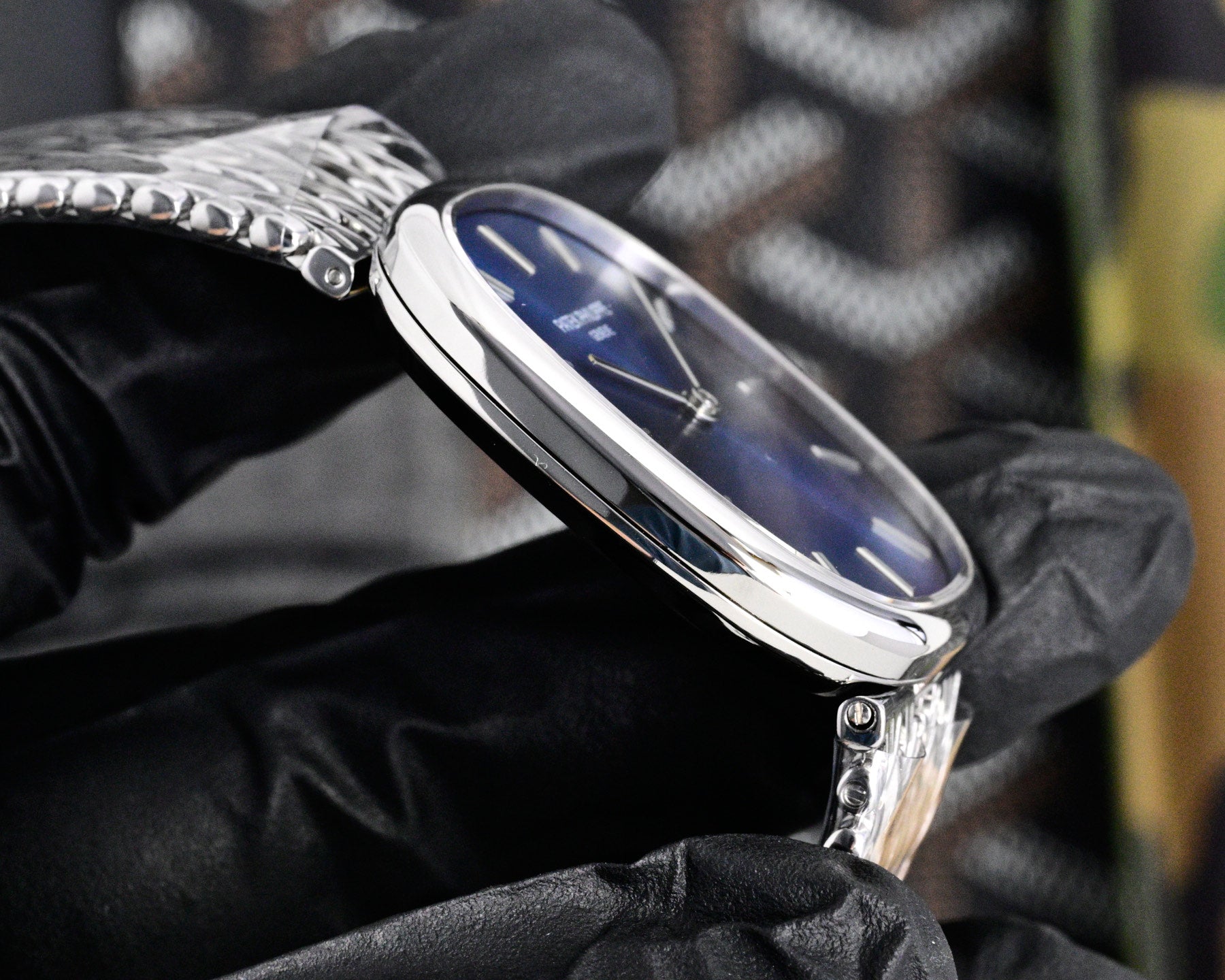 Patek Philippe Golden Ellipse 27mm Blue Dial Steel Strap
