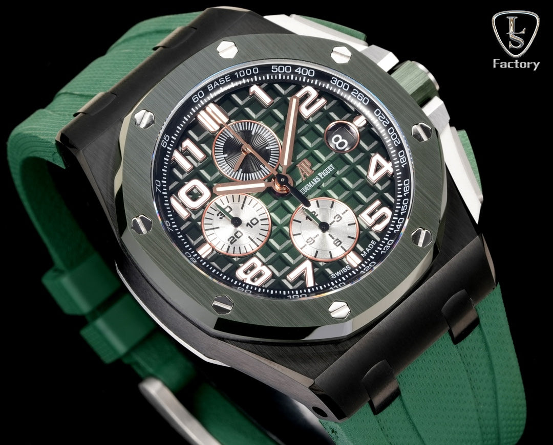 Audemars Piguet Royal Oak Offshore Chronograph 44mm Black Case Green Silver Dial