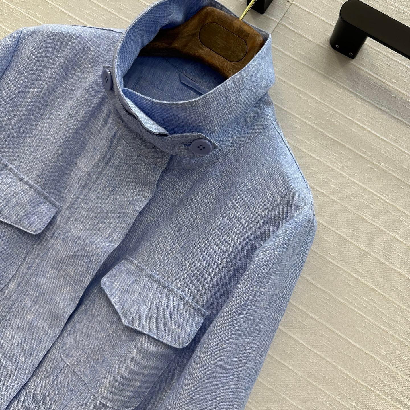 LP 25 Stand-up Collar Jacket Blue  Linen 272165