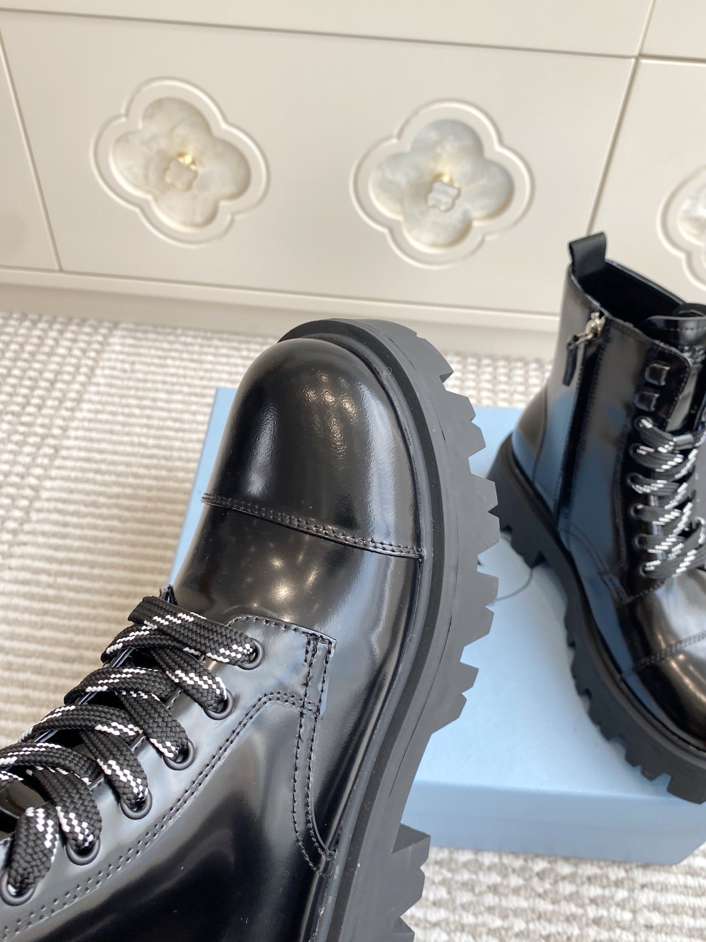 Prada 25 Martin Boot Black Cowhide 501444