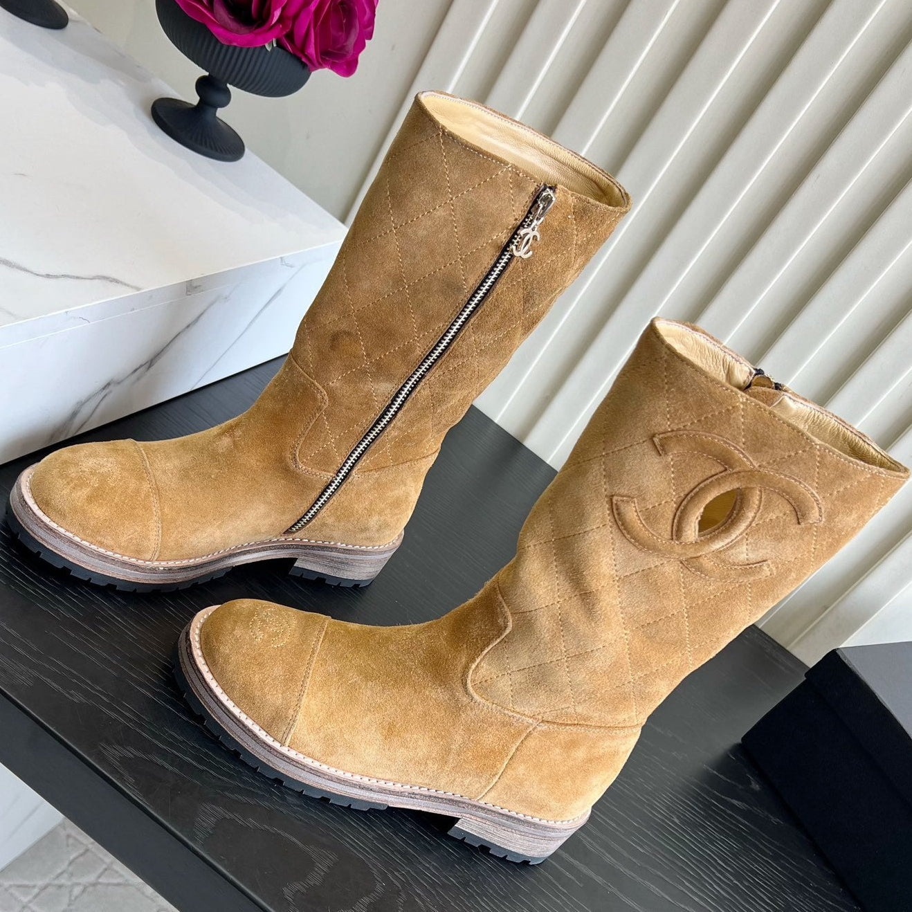 Chanel 2026 Quilted Boots Suede Cowhide 977207