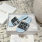 CD Dway Slide Blue Black Embroidered Cotton