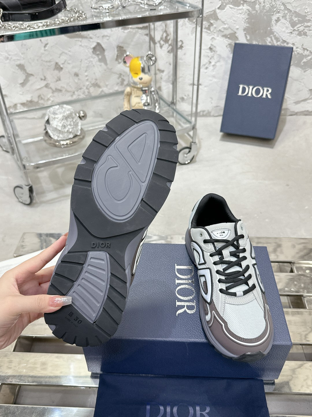 CD B30 Sneaker 35mm In Grey Mesh Fabric 100644
