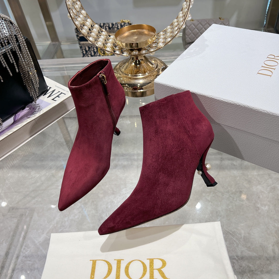 CD Tribales Heeled Ankle Boot 65mm In Burgundy Suede 996428