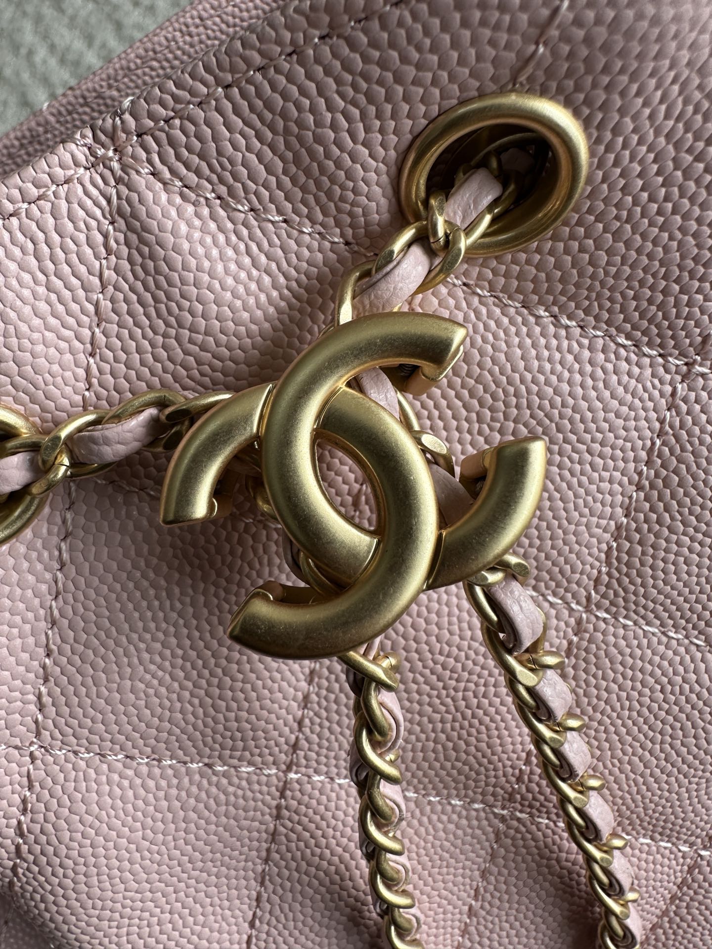 Chanel 2025 Backpack 23cm Pink Grained Calfskin 318275