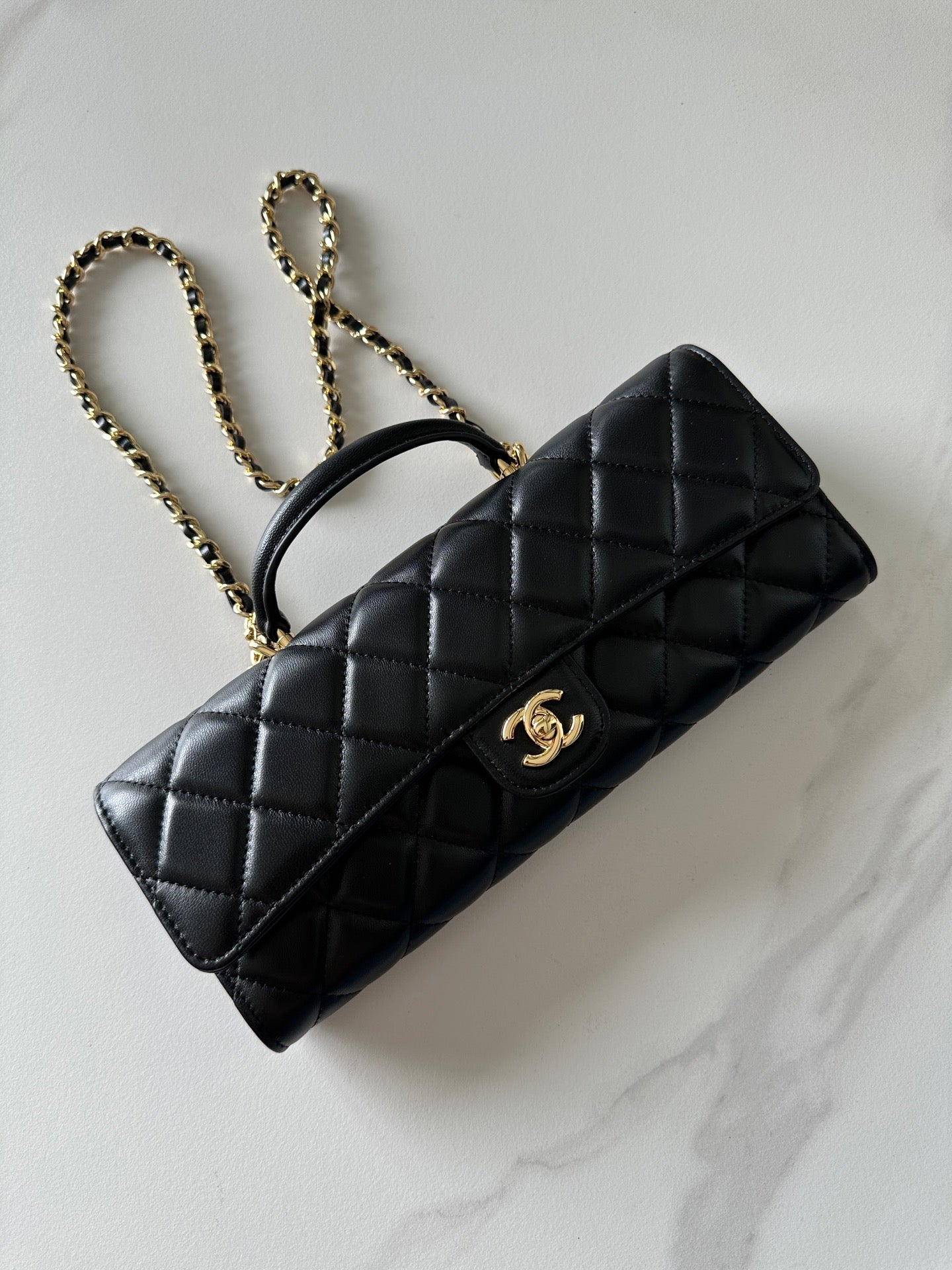 Chanel 2026 Long Top Handle Clutch 25cm Lambskin