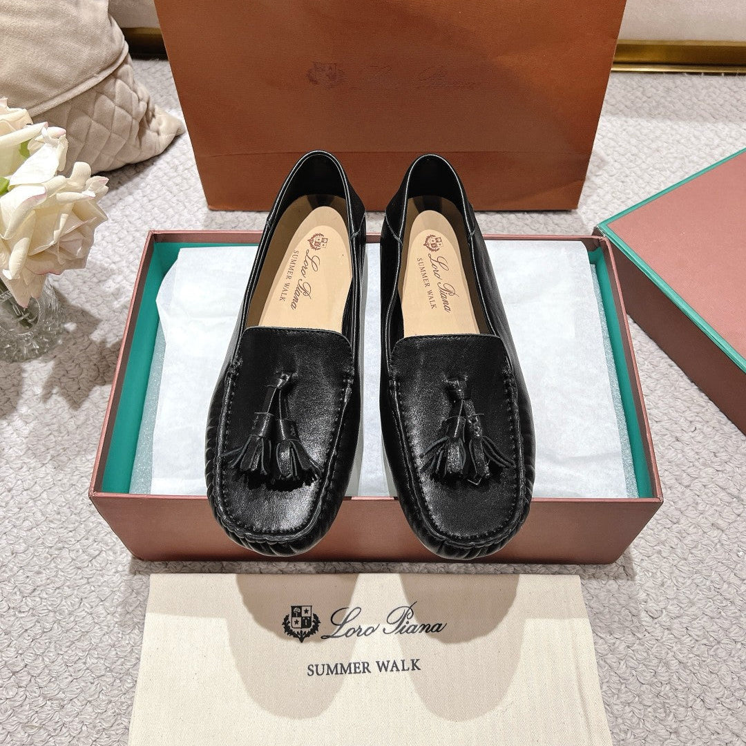 LP Dot sole walk mocassinown Black Leather 215006