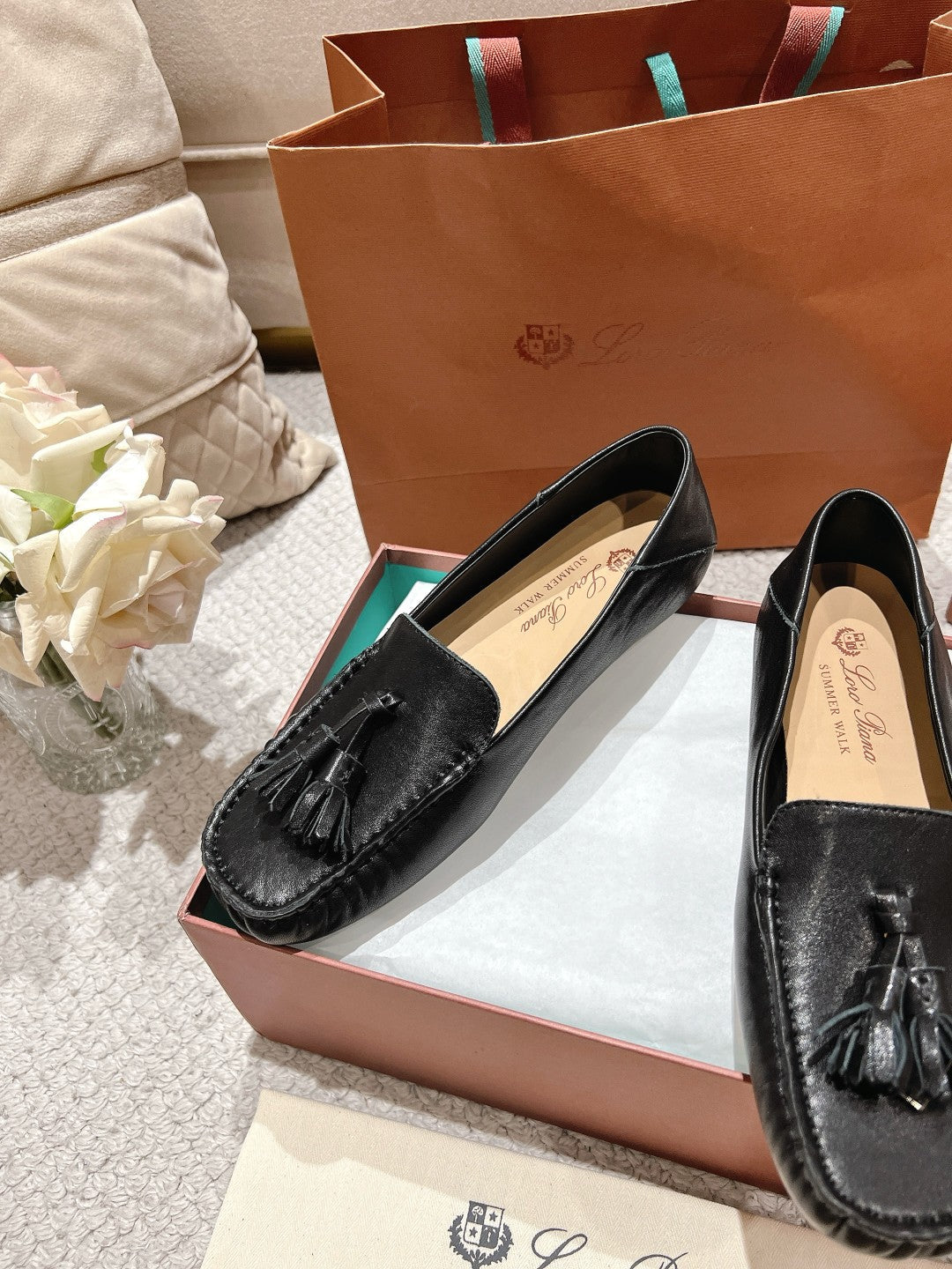 LP Dot sole walk mocassinown Black Leather 215006
