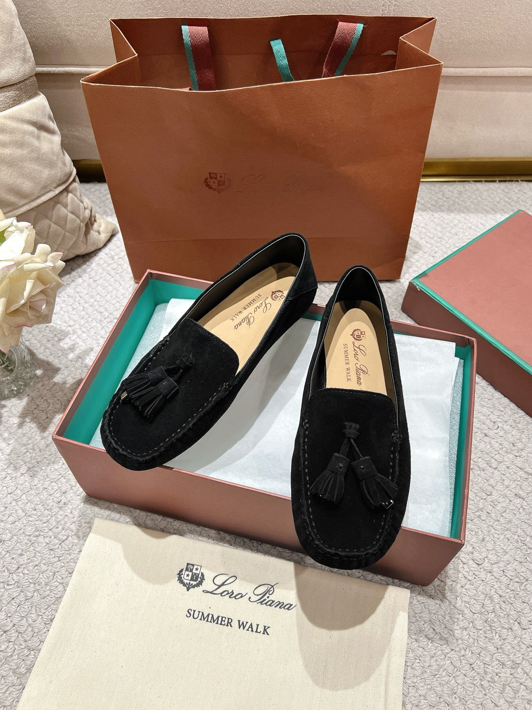 LP Dot sole walk mocassin Black Suede 215000